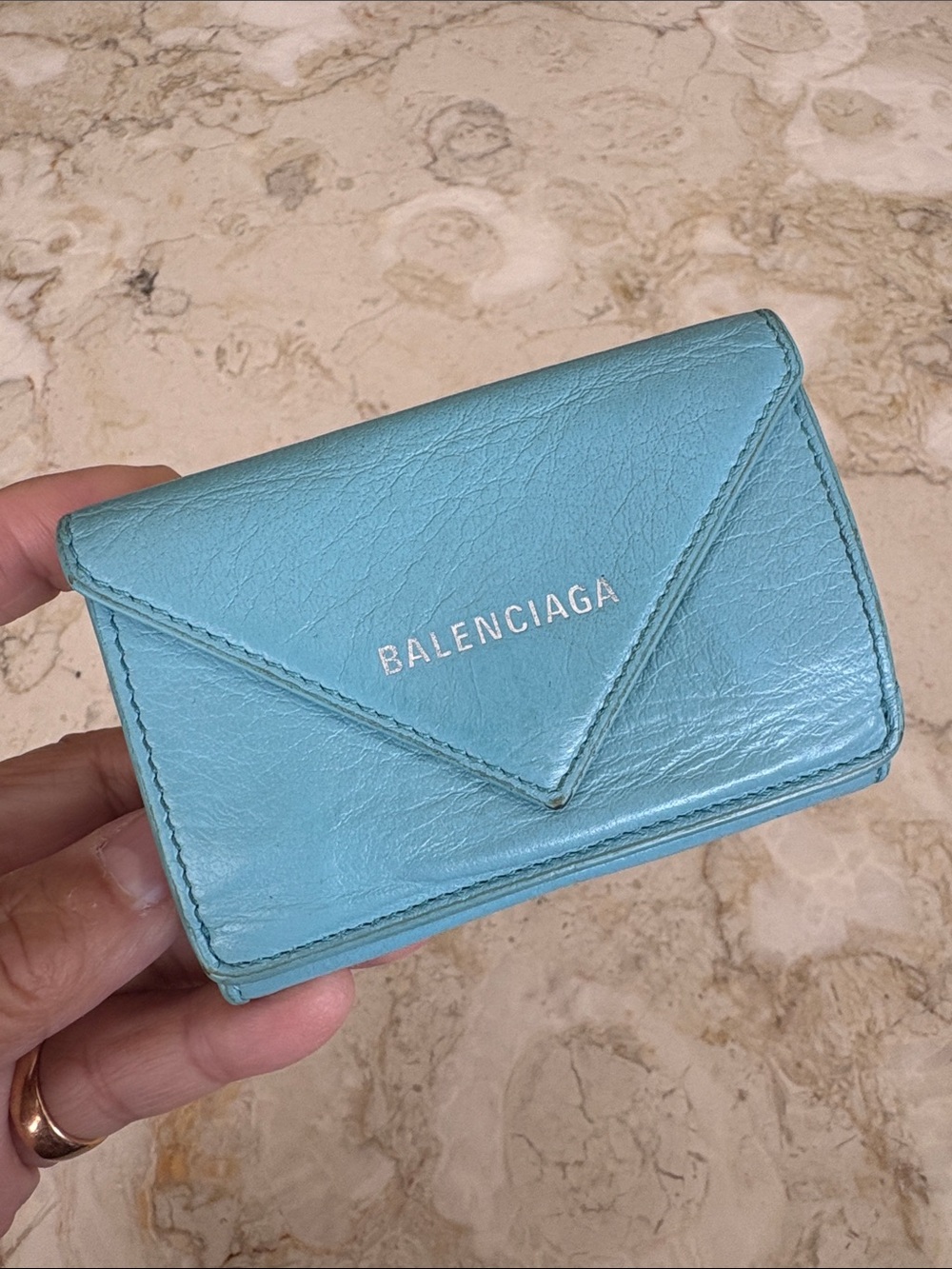 Balenciaga Papier Mini Tri-Fold Wallet Red Leather